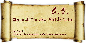 Obrusánszky Valéria névjegykártya
